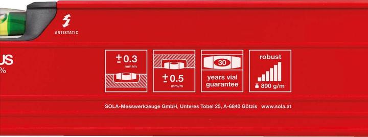 Immagine prodotto Sola Messwerkzeuge 1215101 Livella in alluminio Red 3 80" 80 cm in rosso, 800 mm (80 cm)