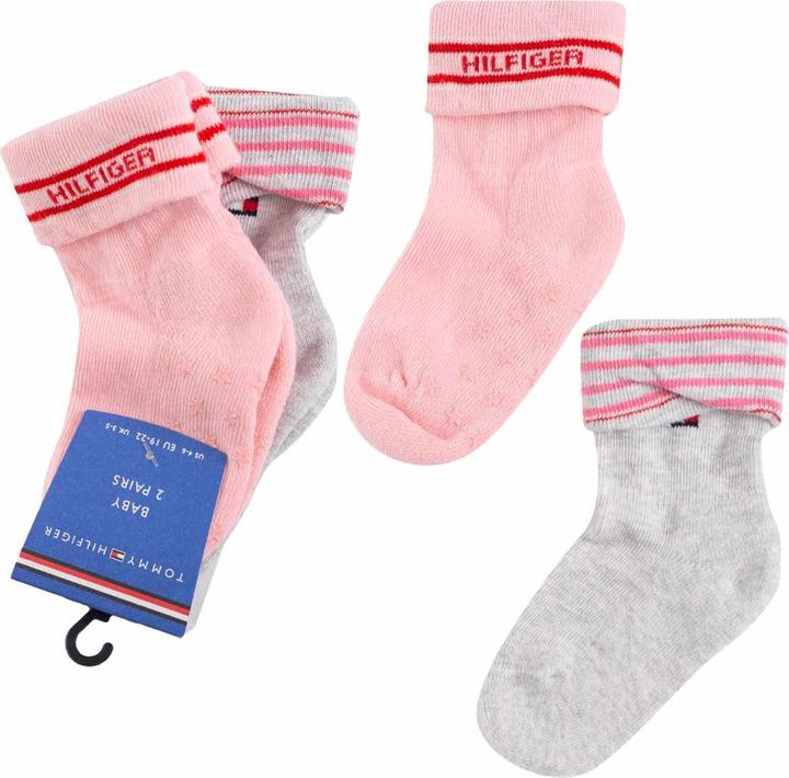 Actual product image Tommy Hilfiger Thb Baby Sock 2p Fold Over Pink Combo 701220274 002 15-18 (15 - 18)