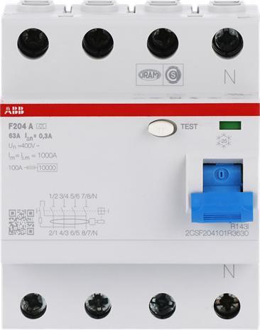 Actual product image ABB RCD, F 204, 4 POLE