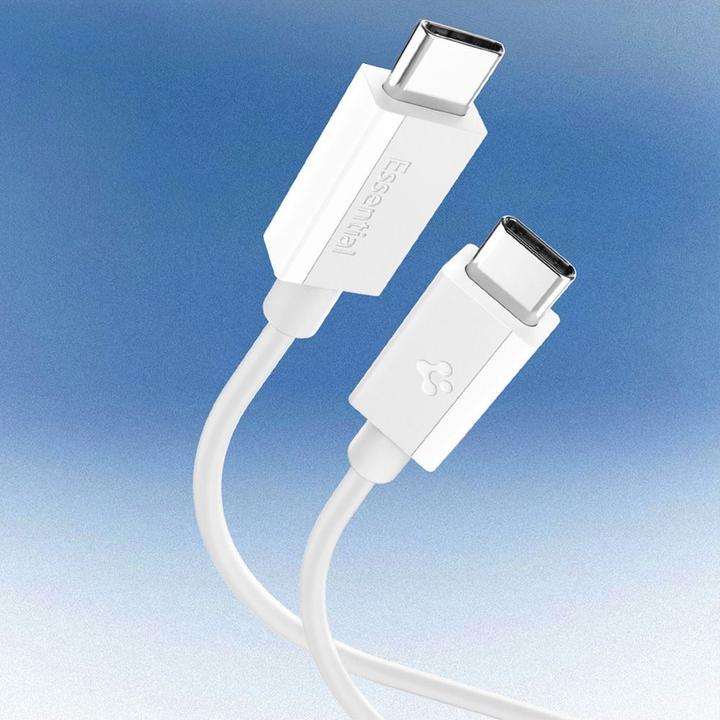 Immagine prodotto Spigen - Data Cable Essential (EB6020CC) - Fast Charging, 2x Type-C, 60W, 480Mbps, 2m - White (2 m, USB 2.0, 60 W)