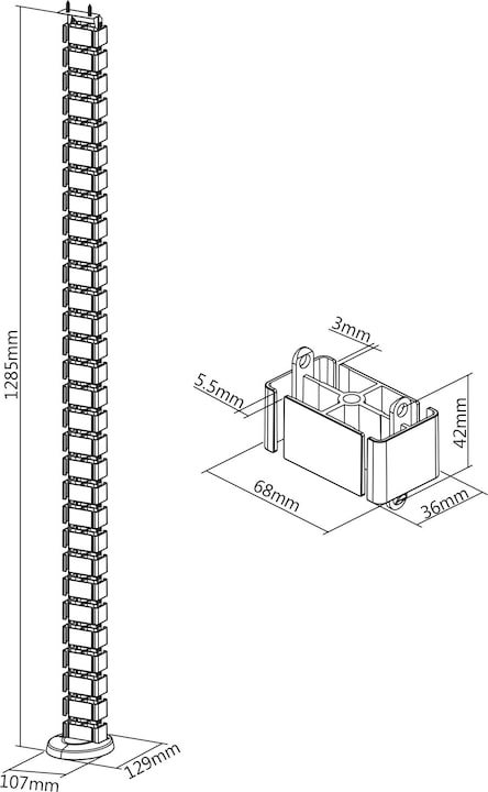 Immagine prodotto InLine Canalina per cavi flessibile per tavoli regolabili in altezza (Tubazione, 1280 mm)