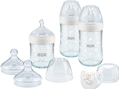 Produktbild NUK Nature Sense Glasflaschen Set, mit Temperature Control Anzeige, Trinksauger und Genius Schnul...