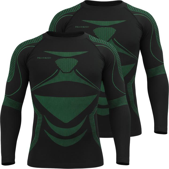 Normani 2 x Thermooberteil Langarm Shirt Skiunterwäsche für Herren - 9874 (52, 54, L, XL)