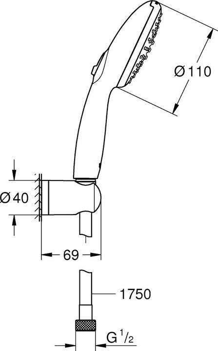 Immagine prodotto Grohe Set di staffe da parete Vitalio QuickFix Start 110, colla o trapano, risparmio d'acqua, 2 tipi di (2 Tipi di raggi, 8.50 l/min)