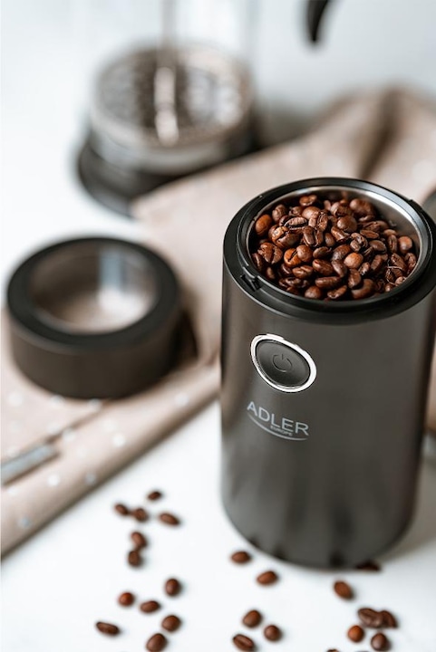 Immagine prodotto Adler Macinacaffè AD4446bs 150 W, Capacità chicchi di caffè 75 g, Interruttore di sicurezza del (Spina CH)