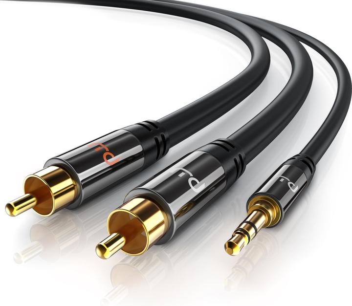 Primewire Cinch zu 3,5mm Klinke Audio Kabel, Cinchkabel, RCA, AUX, Stereo HiFi Adapter mehrfach geschirmt (5 m, Cinch, 3.5mm Klinke (AUX))