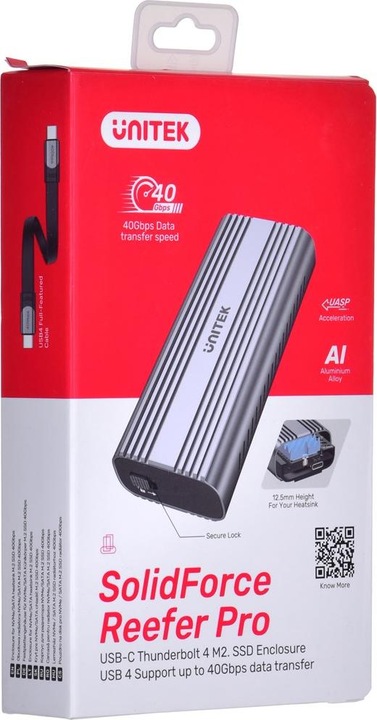 Actual product image Unitek OBUDOWA HDD/SSD M.2 PCIE/NVME 40GBPS USB4 (M.2 2280)