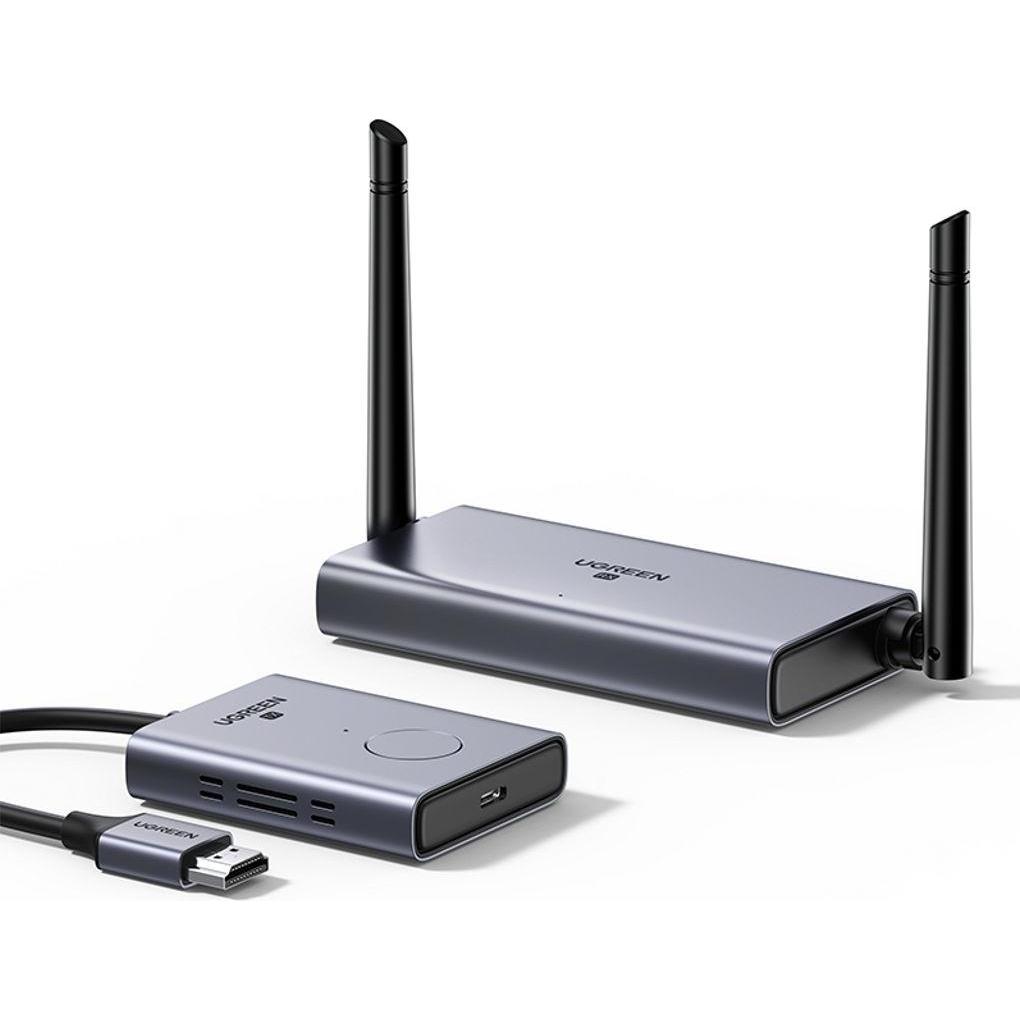 Ugreen Trasmettitore e ricevitore HDMI wireless - Grigio (50 m, HDMI 1.4b), Trasmettitore wireless, Grigio, Nero