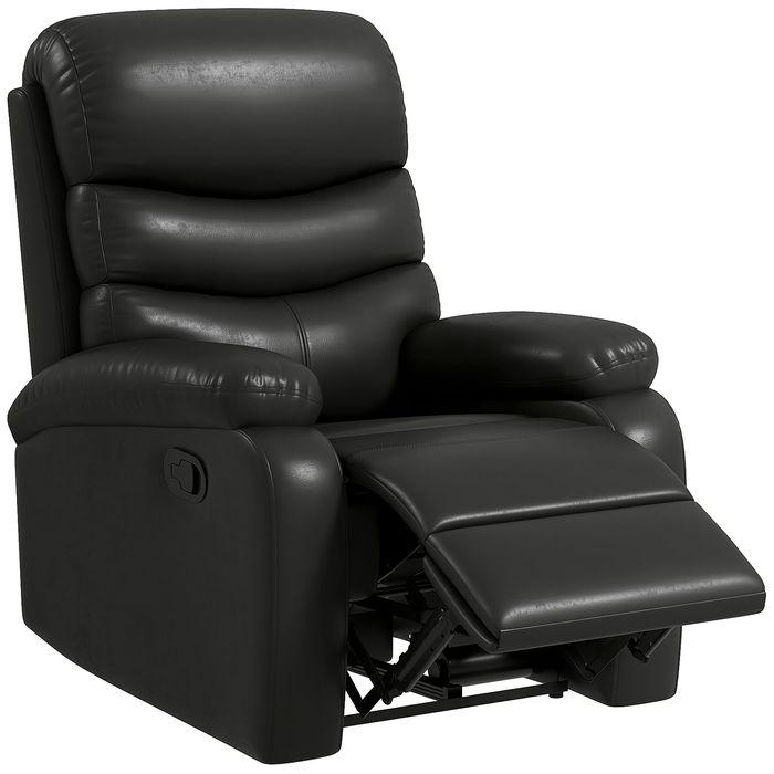 Image du produit Swisshandel24 Fauteuil relax, fonction chaise longue, repose-pieds, charge max. 125 kg, similicuir, noir