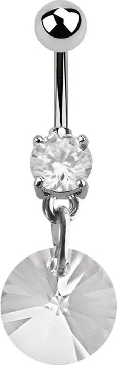 Immagine prodotto Star Piercing Banana in argento con ciondolo in cristallo Swarovski rotondo piccolo (senza ottone, Acciaio chirurgico 316L)
