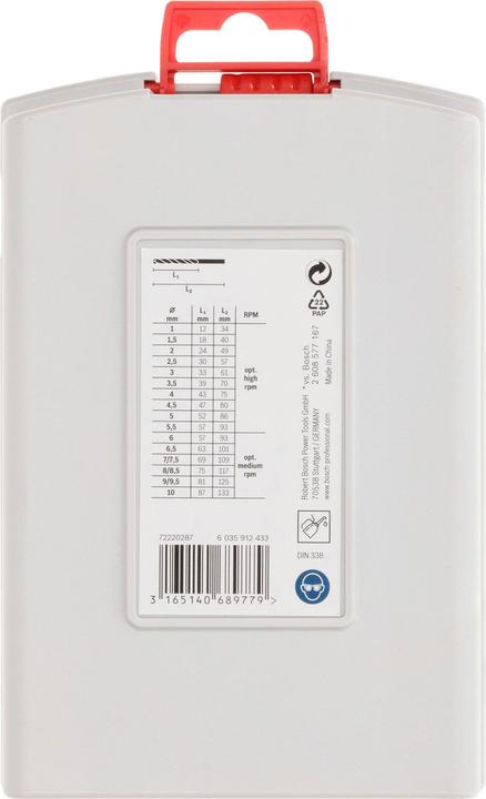 Produktbild Bosch Professional Zubehör PRO Metal HSS-G Spiralbohrer-Set, 19-tlg. (1 mm, 1.5 mm, 10 mm, 2 mm, 2.5 mm, 3 mm, 3.5 mm, 4 mm, 4.5 mm, 5 mm, 5.5 mm, 6 mm, 6.5 mm, 7 mm, 7.5 mm, 8 mm, 8.5 mm, 9 mm, 9.5 mm)