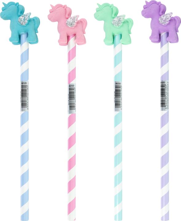 Stylex Bleistift mit Radiergummi-Topper Einhorn Bleistift Härtegrad HB (HB, 1x)
