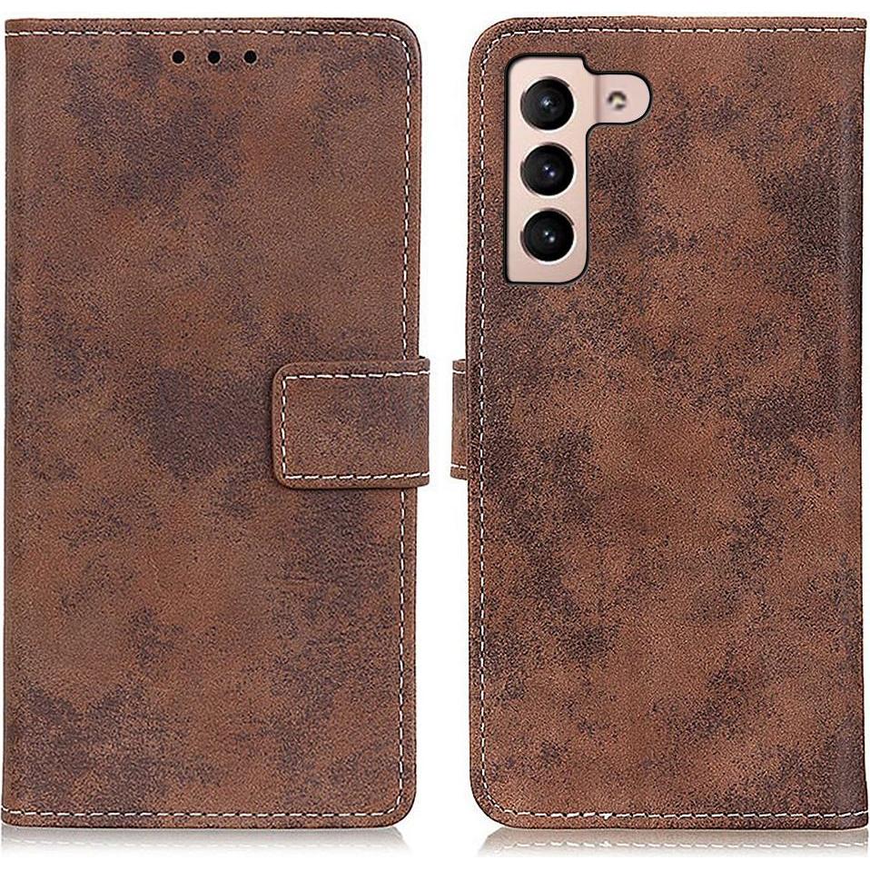 Cover-Discount Galaxy S22+ - Vintage Etui Wildleder Optik braun (Samsung Galaxy S22+), Smartphone Hülle, Braun