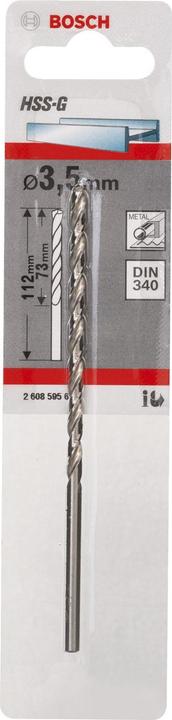 Image du produit Bosch Professional Zubehör Forets à métaux HSS-G, DIN 340, 3,5 x 73 x 112 mm, 1 paquet (3,5 mm)