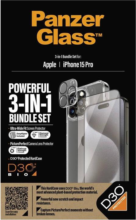 Produktbild PanzerGlass 3-in-1-Pack (1 Stück, Apple iPhone 15 Pro)