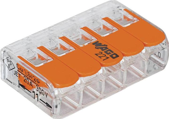 Productafbeelding Wago aansluitklem, 5x 0,14 - 4mm², transparant, 8 st.