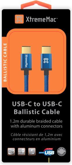 Actual product image Xlayer Fully Reversible USB-C To Usb- Premium Balistic Cable 1.2m Blue (1.20 m, USB 3.2 Gen 1)
