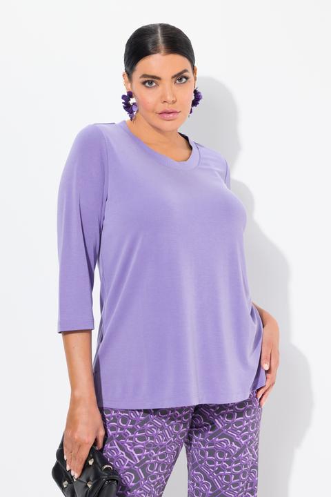Produktbild Ulla Popken Shirt, Rippbündchen, Rundhals, 3/4-Arm (58)