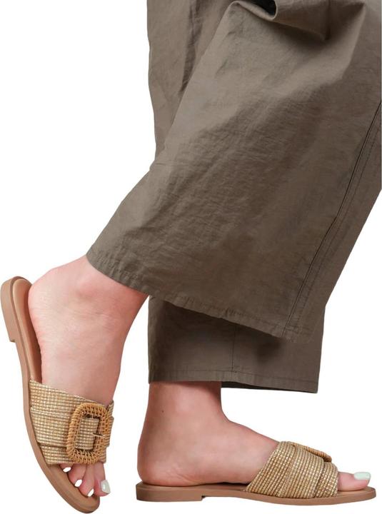 Actual product image Where's That From Womens/Ladies Noon Raffia Faux Leather Flat Sliders (38)