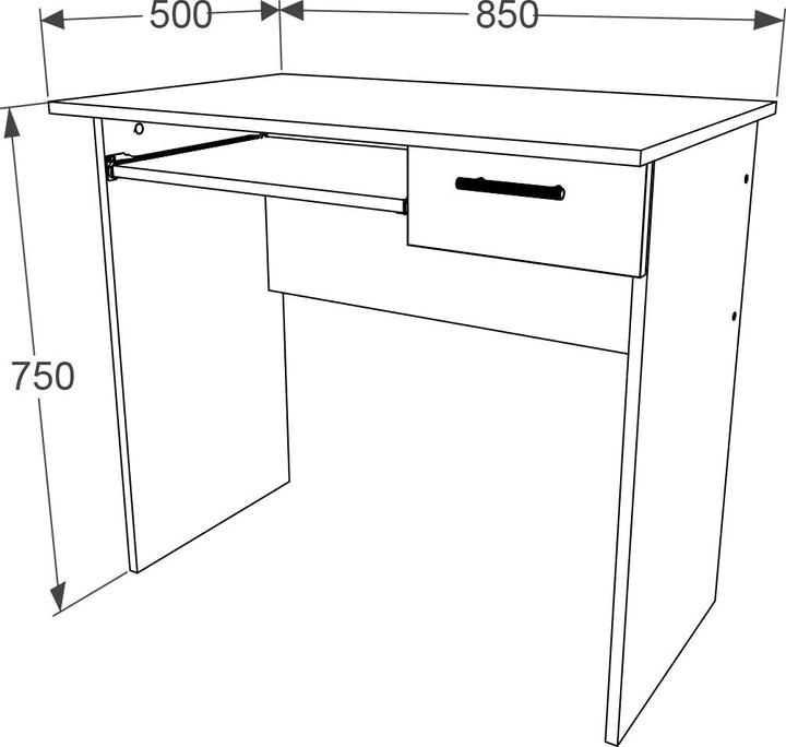 Produktbild VCM Holz Schreibtisch Computertisch Tastaturauszug Schublade Bürotisch Arusa L (85 x 50 x 73 cm)