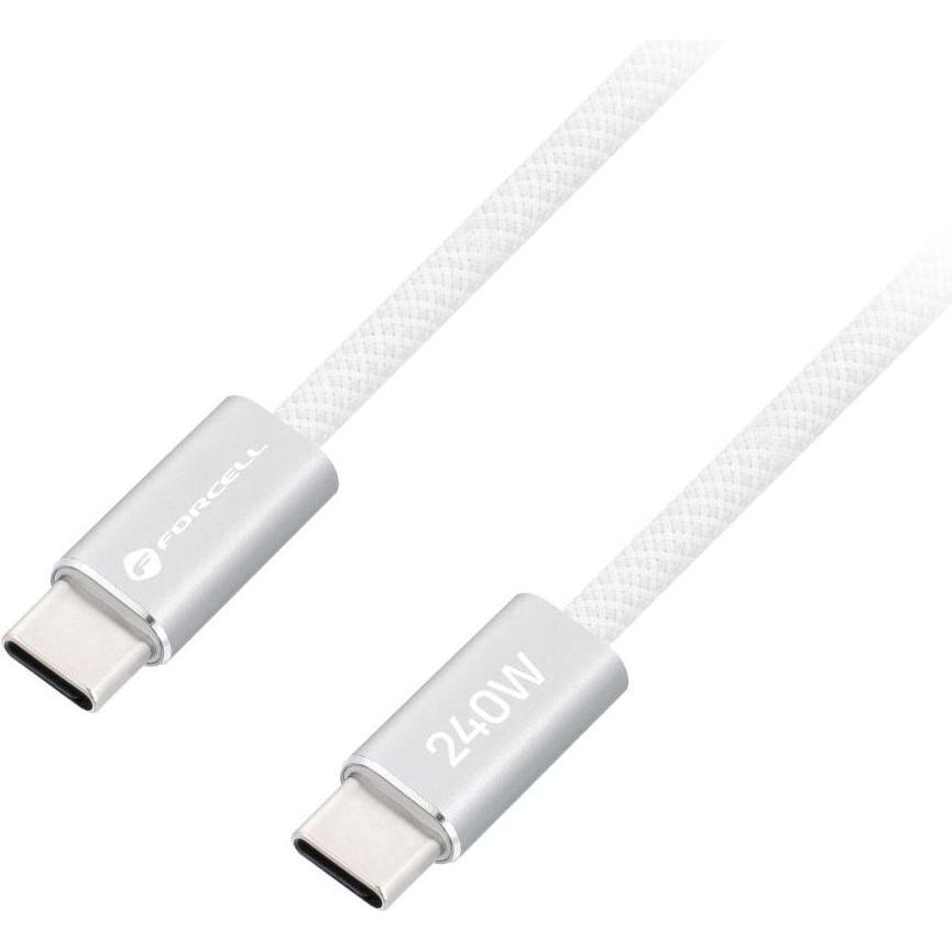 Forcell Cable Cable USB C to USB C F-Energy QC4.0 PD 5A 240W Cafule Color 1,2 m CBN1 white (1.20 m, 240 W), Cavo USB