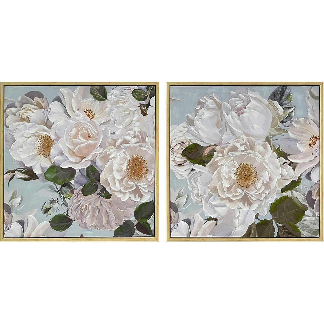 DKD Home Decor, Quadri, Painting 80 x 4 x 80 cm Flowers Shabby Chic (2 Units) (80 x 4 cm)