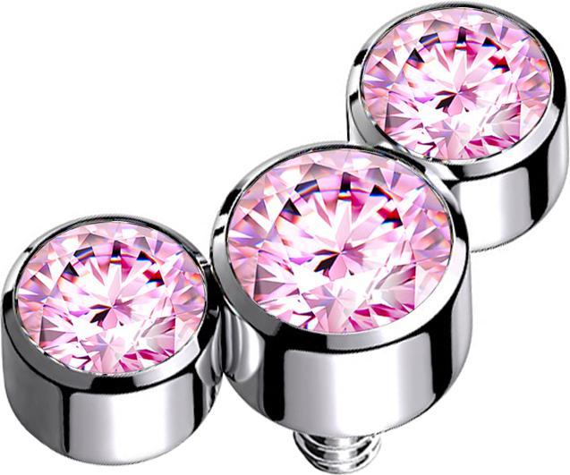 Immagine prodotto Star Piercing Ancora dermica argento tre cristalli rosa (senza ottone, Titanio)