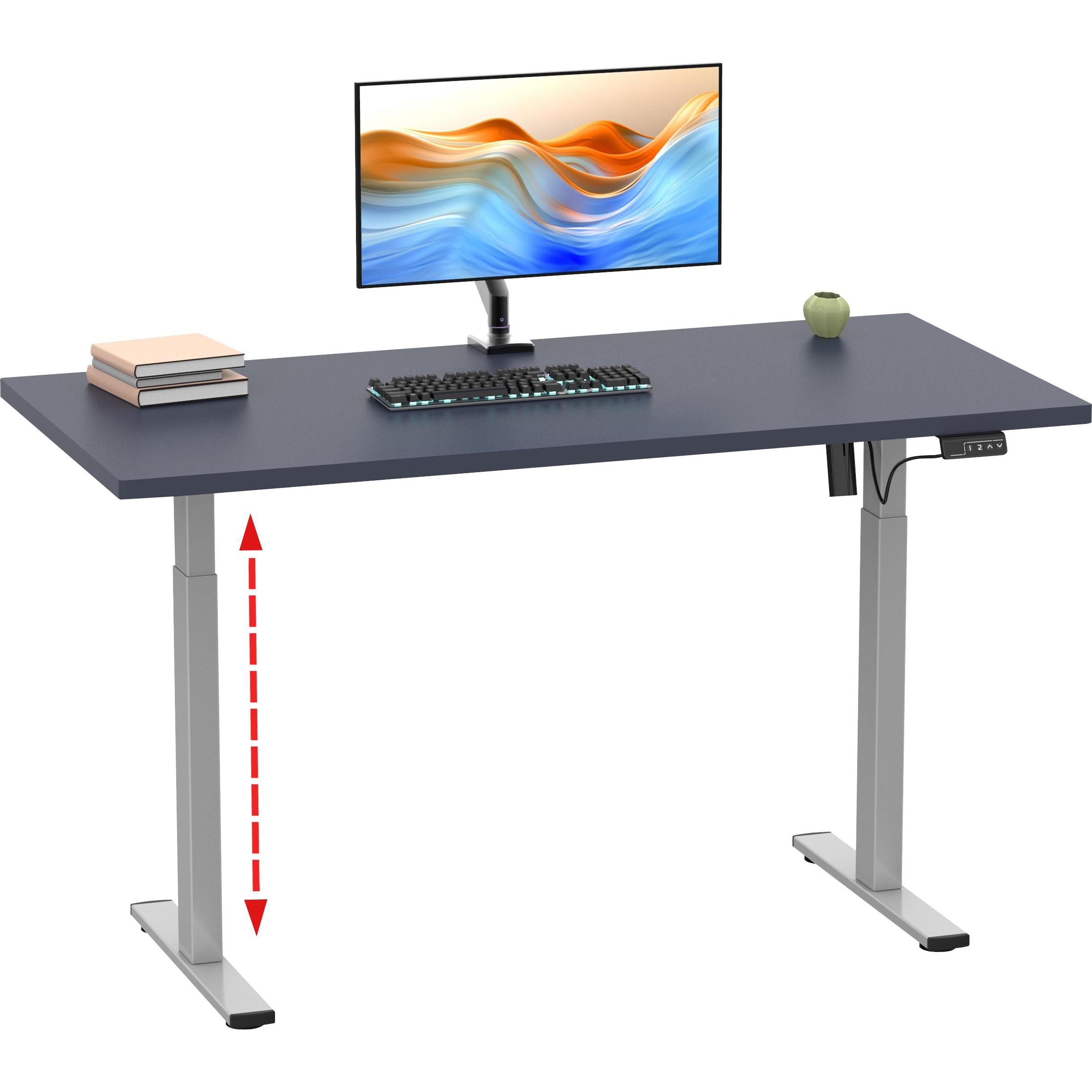 Thumbnail - VCM, Schreibtisch, Schreibtisch verstellbar Lona 140x80 si (140 x 80 x 120 cm)