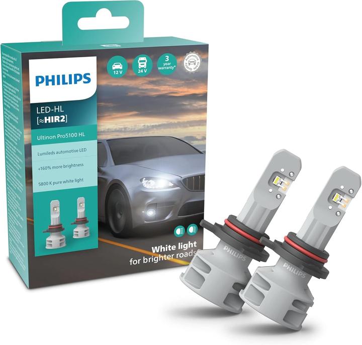 Actual product image Philips LED Bulb (Set of 2pcs) HIR2 12/24V 16W PX22D no road homologation Ultinon Pro5100 HL (HIR2)