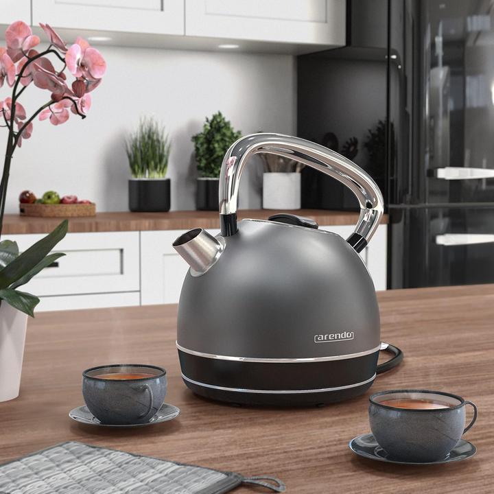 Produktbild Arendo Wasserkocher Retro Edelstahl Cool Grey (1.70 l)