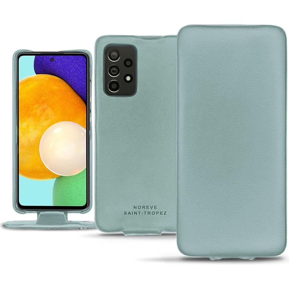 Noreve Lederschutzhülle vertikal (Samsung Galaxy A52), Smartphone Hülle, Blau