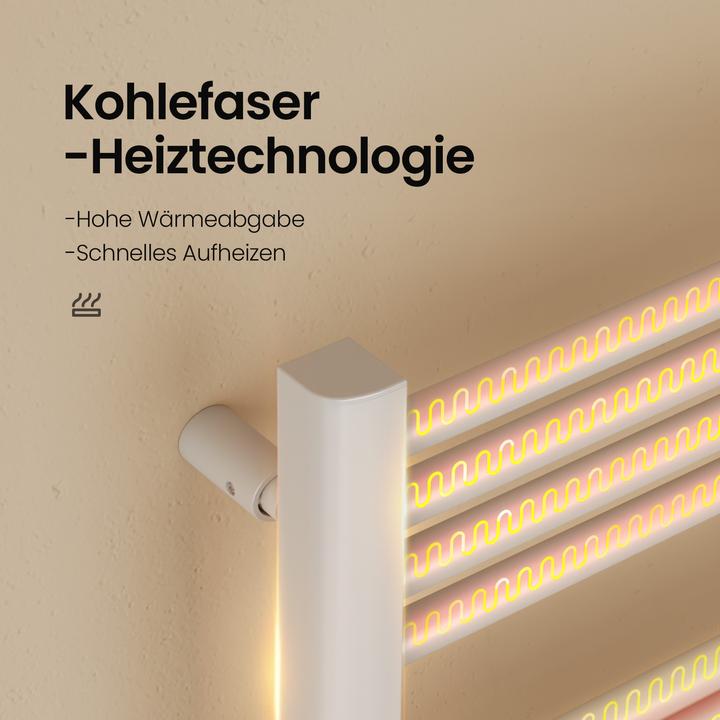 Produktbild Emke Badheizkörper Handtuchhalter Einstellbare Temperaturregelung 96x54cm Weiss 500W (500 W)