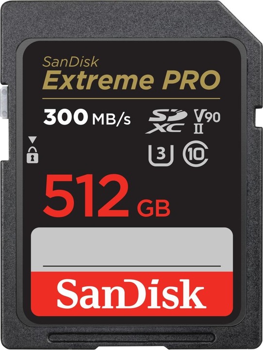 Actual product image SanDisk Extreme PRO UHS-II V90 (512 GB, SDXC, U3, UHS-II)