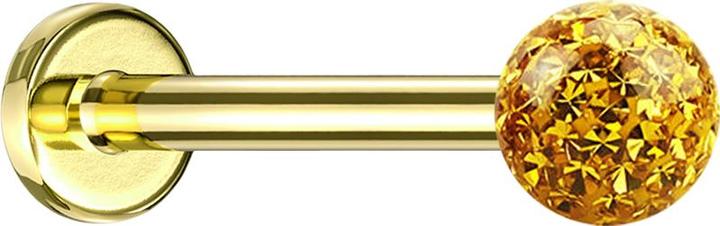 Actual product image Star Piercing Micro labret gold-plated with crystal ball topaz epoxy protective layer (without brass, Titanium)