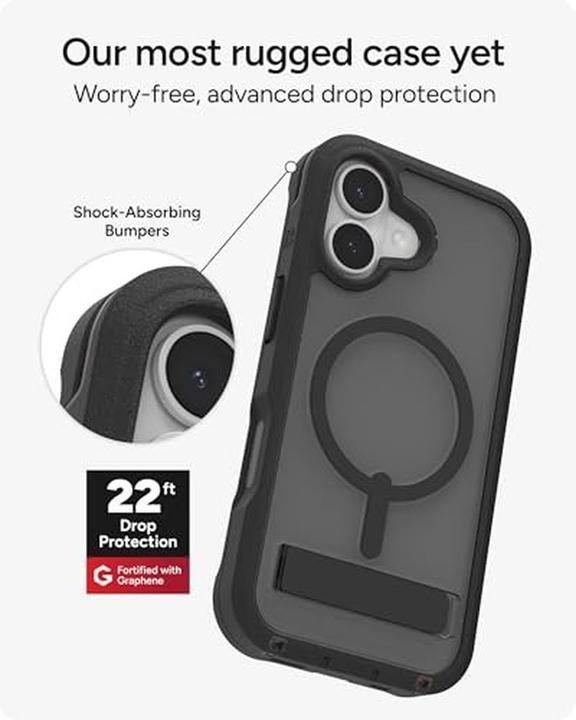 Produktbild Zagg Case für Apple iPhone 17 Rainier Snap mit Kickstand smoke black (Apple iPhone 17)