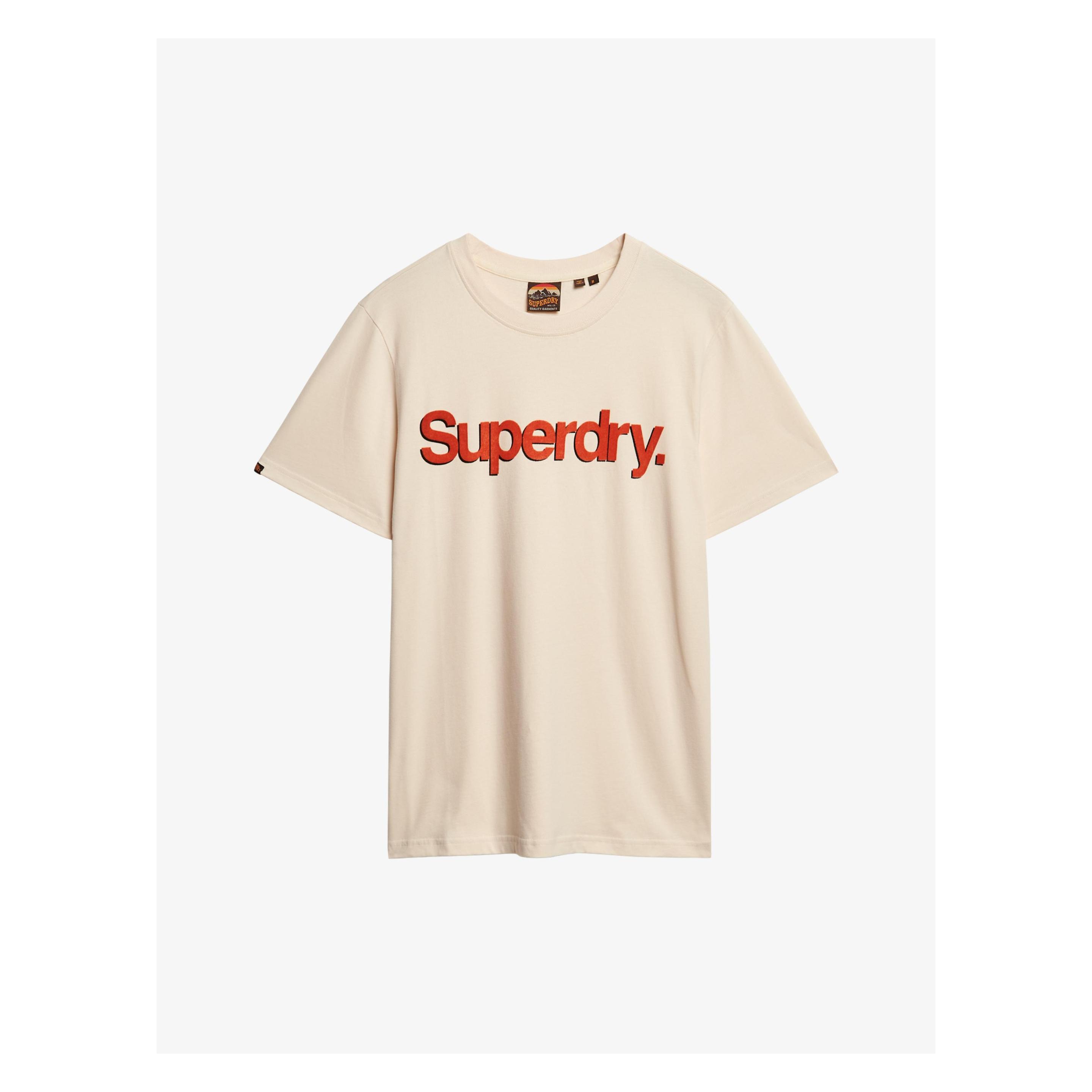 Superdry, Herren, Shirts, Klassisches Core Logo Shadow T-Shirt, Beige, (Xxl)