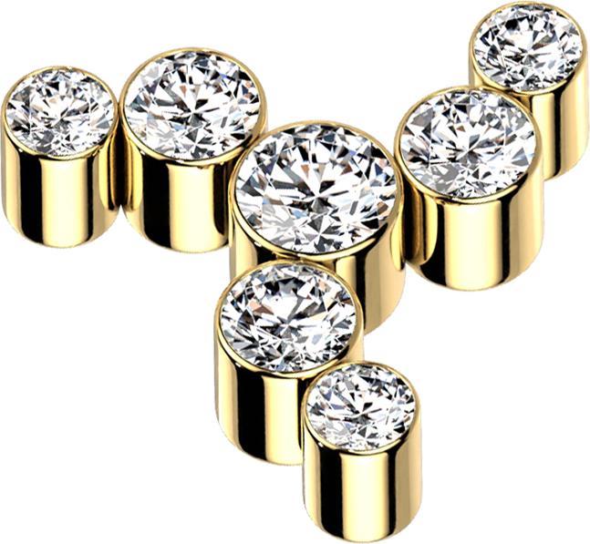Actual product image Star Piercing Dermal Anchor gold-plated pinwheel seven crystals silver (Titanium, without brass)