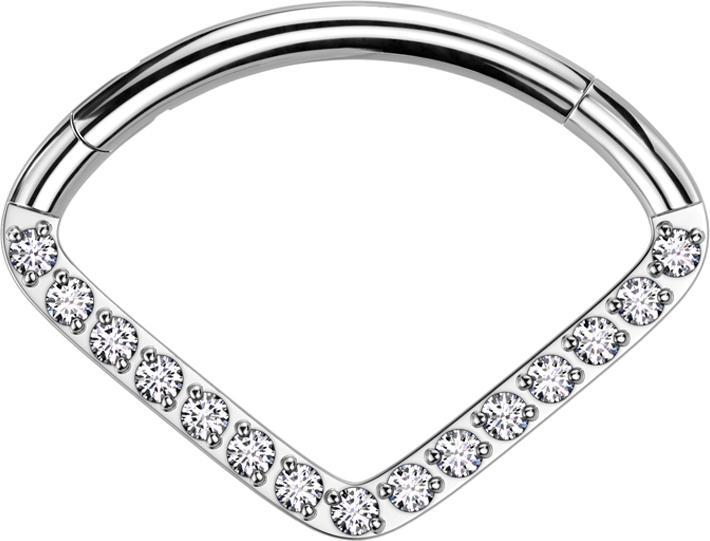 Actual product image Star Piercing Micro segment ring hinged silver fans crystal silver (without brass, Titanium)
