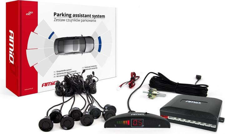 Actual product image Amio Parking sensor, reversing LED 8 sensors black