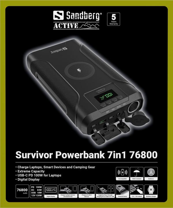 Produktbild Sandberg Survivor 7in1 (76800 mAh, 120 W, 276.48 Wh)