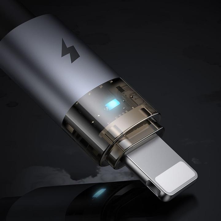 Actual product image Mcdodo - Lightning to USB-A, Transparent Cable with Charging Light, 1.2m, Black (1.20 m)