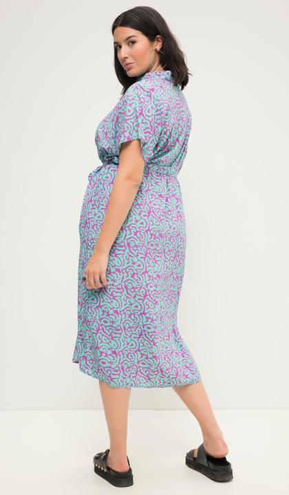 Produktbild Studio Untold Hemdblusen-Midikleid, oversized, zweifarbiger Print, Bindegürtel (54)