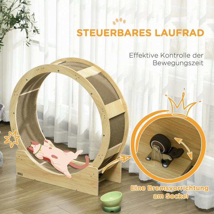 Produktbild PawHut Katzenlaufrad (94 cm, Eiche)