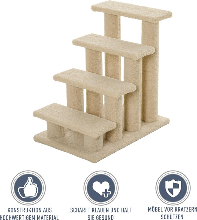 Image du produit PawHut Escalier pour chats avec 4 marches (60 cm, Blanc crème)