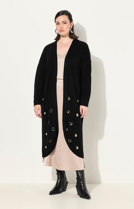 Produktbild Ulla Popken Long-Strickjacke, Ösen, offene Form, V-Ausschnitt (42, 44)