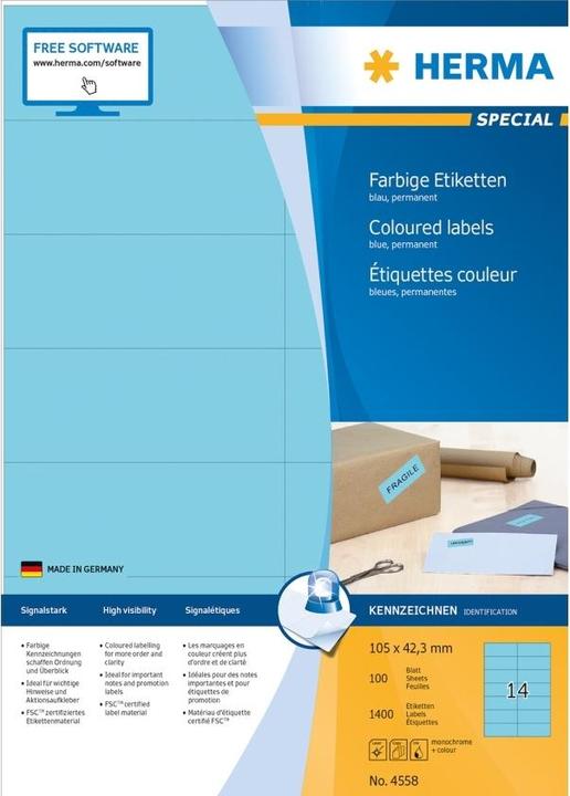 Produktbild HERMA Farbige Etiketten A4