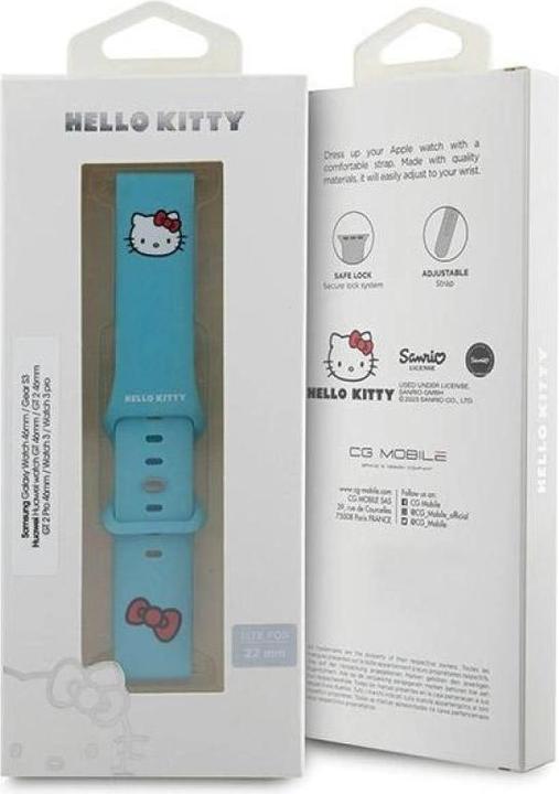 Immagine prodotto Hello Kitty Pasek Uniwersalny HKUWLSCHBLB Testa di gattino in silicone niebieski/blu 22mm (22 mm, Acciaio inossidabile, In plastica, Silicio)