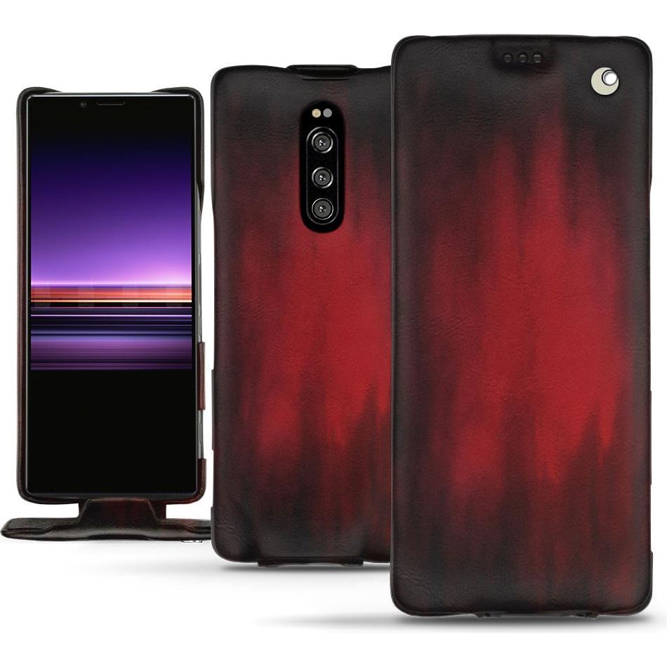 Noreve Lederschutzhülle vertikal (Sony Xperia 1), Smartphone Hülle, Rot
