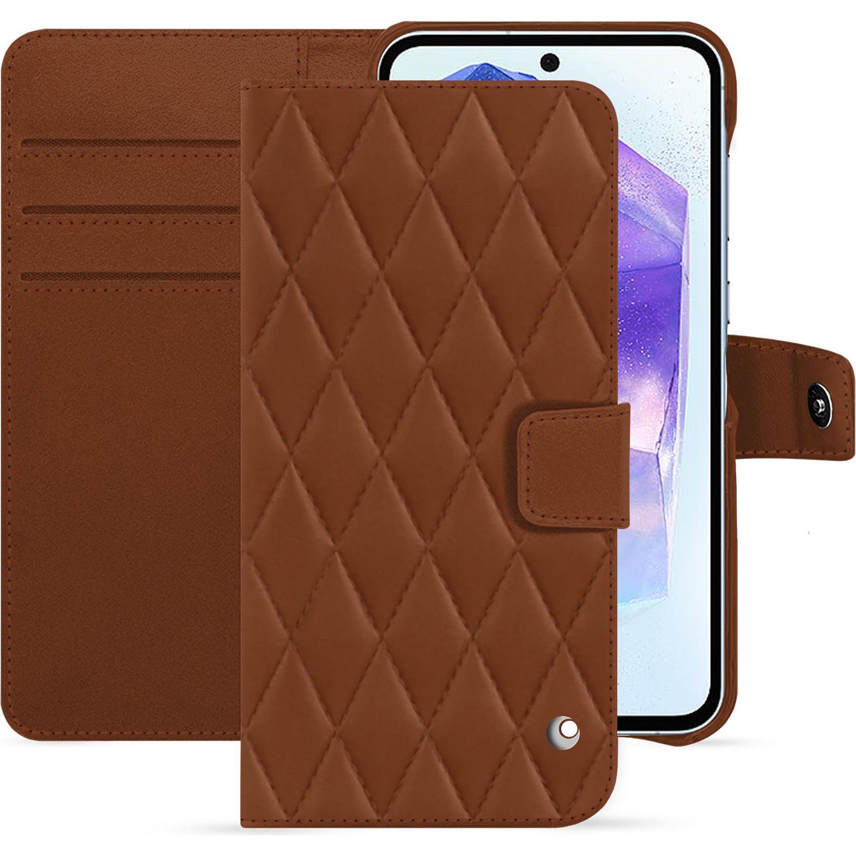 Noreve Lederschutzhülle Samsung Galaxy A55 (Samsung Galaxy A55), Smartphone Hülle, Braun