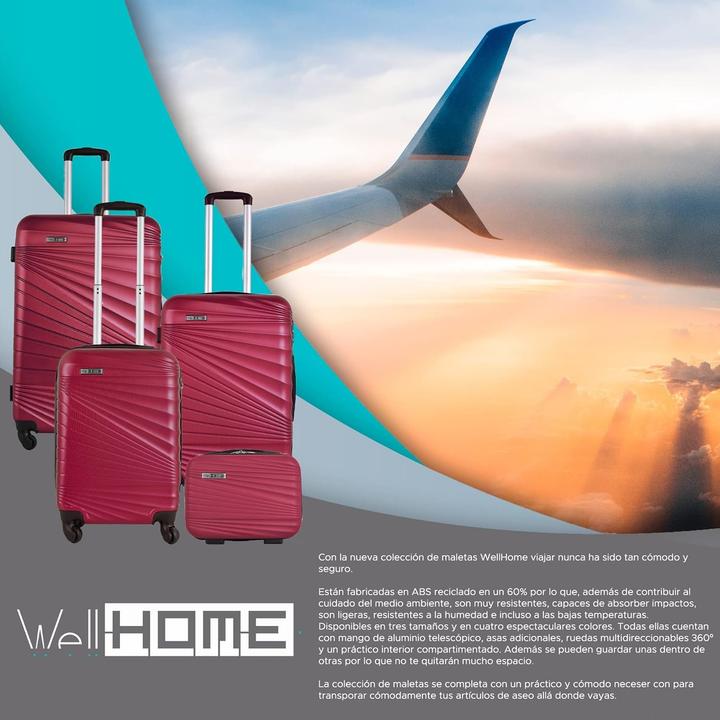 Actual product image Well Home Hard Shell Suitcase Set with Toiletry Bag
